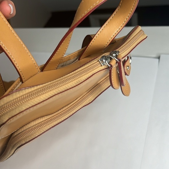 Lodis Tan Smooth Leather Slim Flat Backpack Bag - Picture 15 of 15